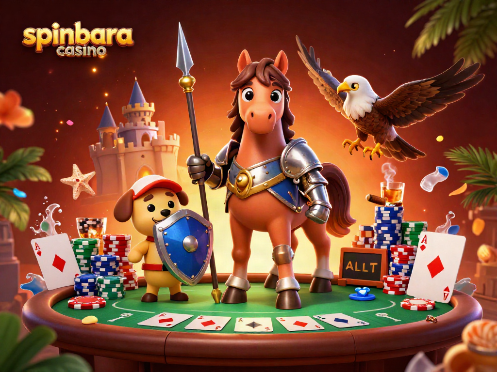 Experience thrilling gameplay at spinbara casino with vibrant poker action surrounded by colorful elements.